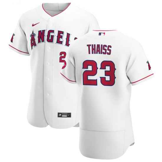 Men Los Angeles Angels 23 Matt Thaiss Men Nike White Home 2020 Flex Base Player MLB Jersey